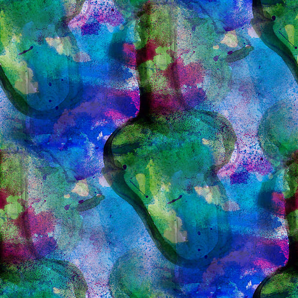 istock blue, green seamless cubism abstract art Cubist texture waterco 177788651