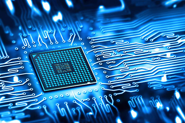 microchip integrado - close up small circuit board computer chip imagens e fotografias de stock