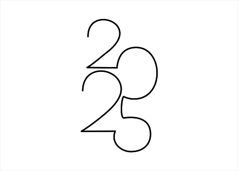 2025 Year Continuous One Line Drawing 2025 Sign Vector Illustration 2025 Year Continuous One Line Drawing 2025 Sign Vector Illustration