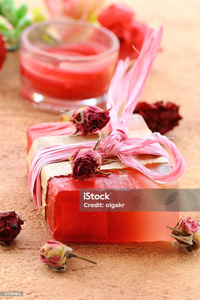 handmade soap with the scent of roses Bar Of Soap Stock Photo