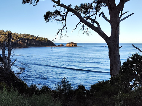 View of Pirates Bay at Eaglehawk Neck on the Tasman Peninsula of Tasmania.