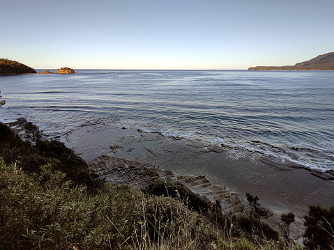 View of Pirates Bay at Eaglehawk Neck on the Tasman Peninsula of Tasmania.