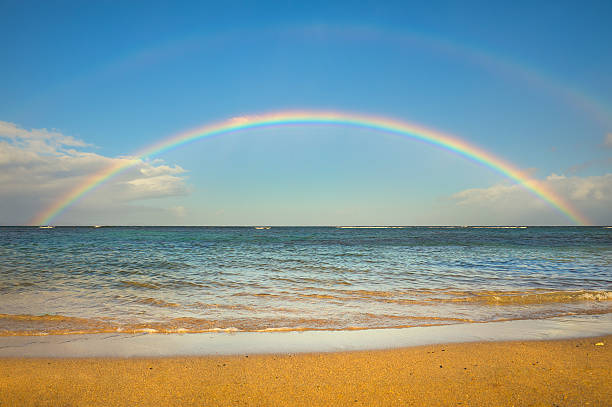istock Double rainbow over the ocean by the beach 177790320
