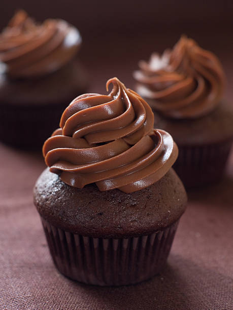 Chocolate and espresso cupcakes stock photo