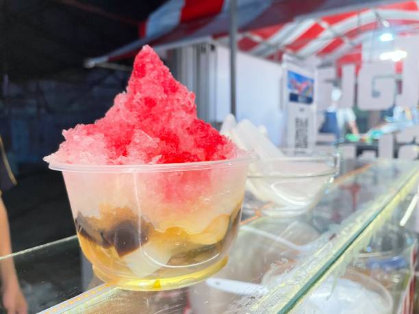Phuket local desserts Crushed ice topped with red juice