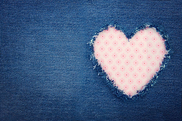 istock Blue denim jeans with pink heart 177790904