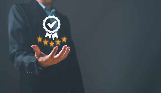 A corporate certificate of assurance is a document that provides a formal guarantee of client satisfaction, based on the results of a comprehensive evaluation of customer feedback and ranking.