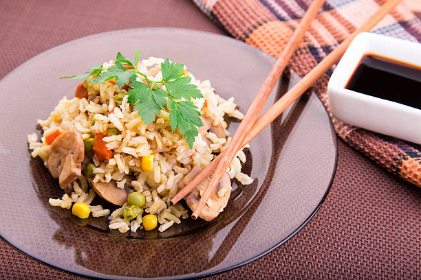 istock Rice with vegetables and mushrooms with soy sauce 177792191