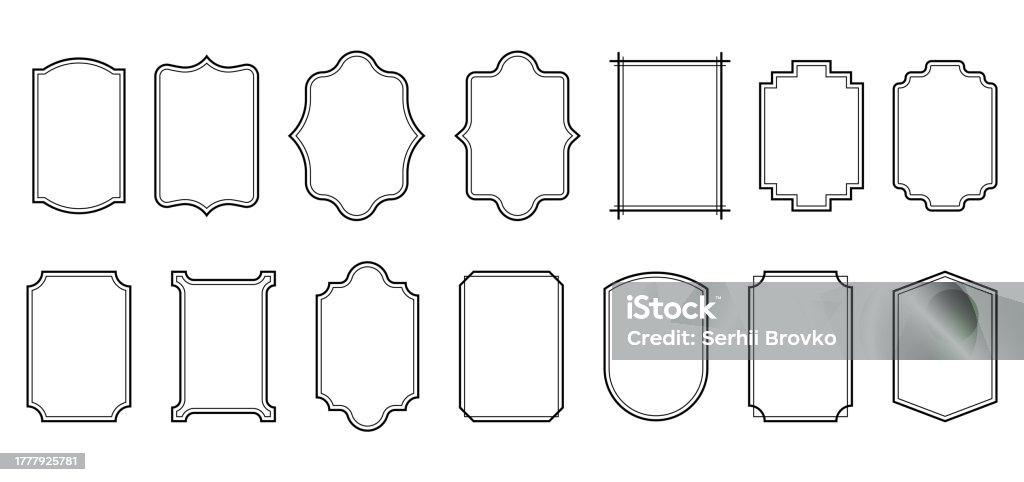 Set Of Simple Line Frames With Double Stroke Vector Illustration Stock ...