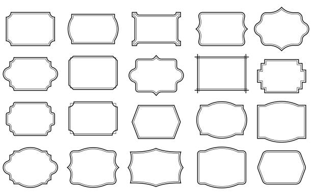Set of simple line frames with double stroke. Vector illustration. Set of simple line frames with double stroke. Vector illustration. Eps 10. double-photo-frame stock illustrations