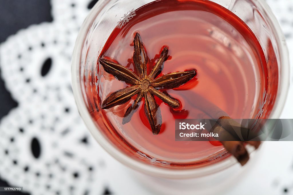 Mulled wne Mulled wine with cinnamon stick and star anise Alcohol - Drink Stock Photo