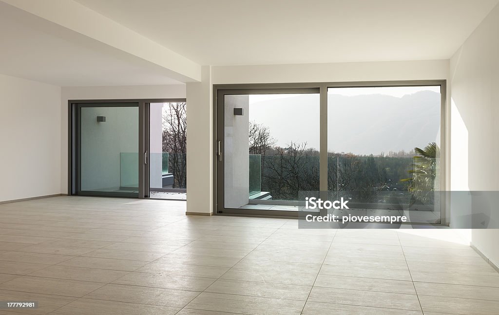 new empty apartment modern architecture, bright large room Apartment Stock Photo