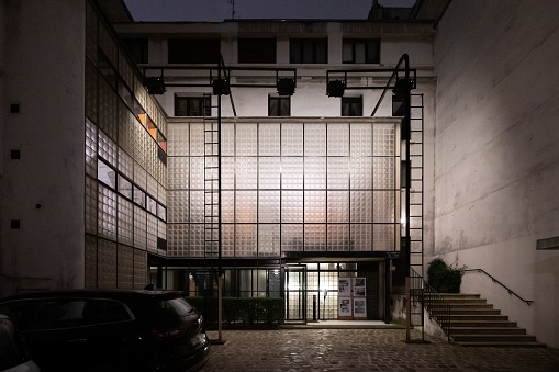 Paris, France – December 01, 2022: The exterior of Maison de Verre, Paris, France, designed by Pierre Chareau