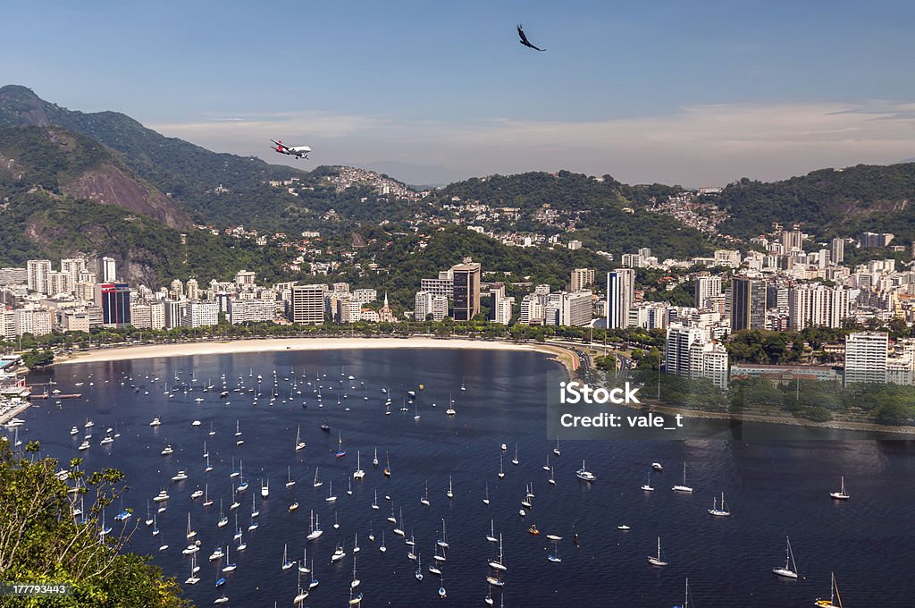 Пляж Ботафого и Залив Гуанабара, Рио-де-Жанейро, Бразилия - Стоковые фото Без людей роялти-фри