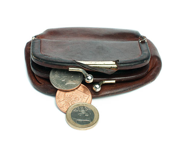 istock Old ladies brown leather purse 177794328