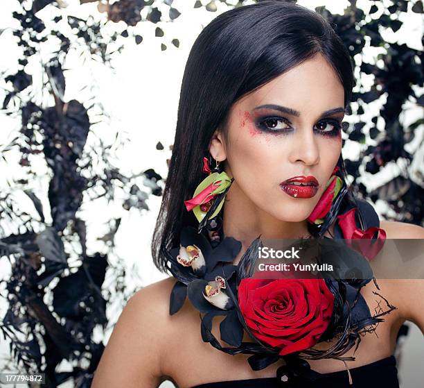 Beauty Woman With Make Up And Rose Jewelry Stock Photo - Download Image Now - 20-24 Years, Adult, Adults Only