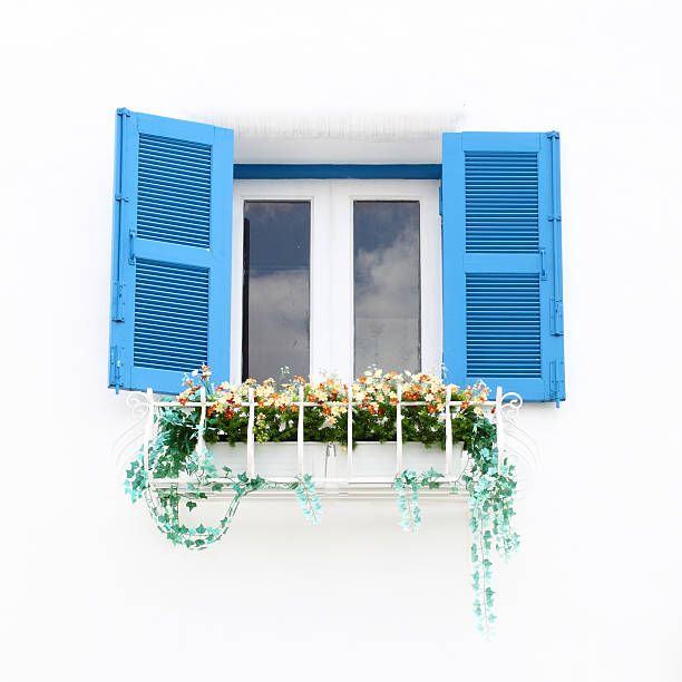 istock Greek Style windows and flower 177795894