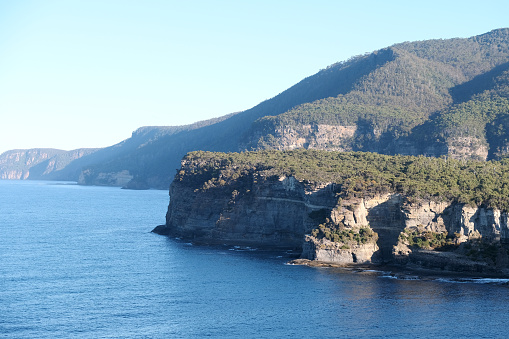 View at Tasman Peninsula cliffs lookout, Tasmania, Australia.