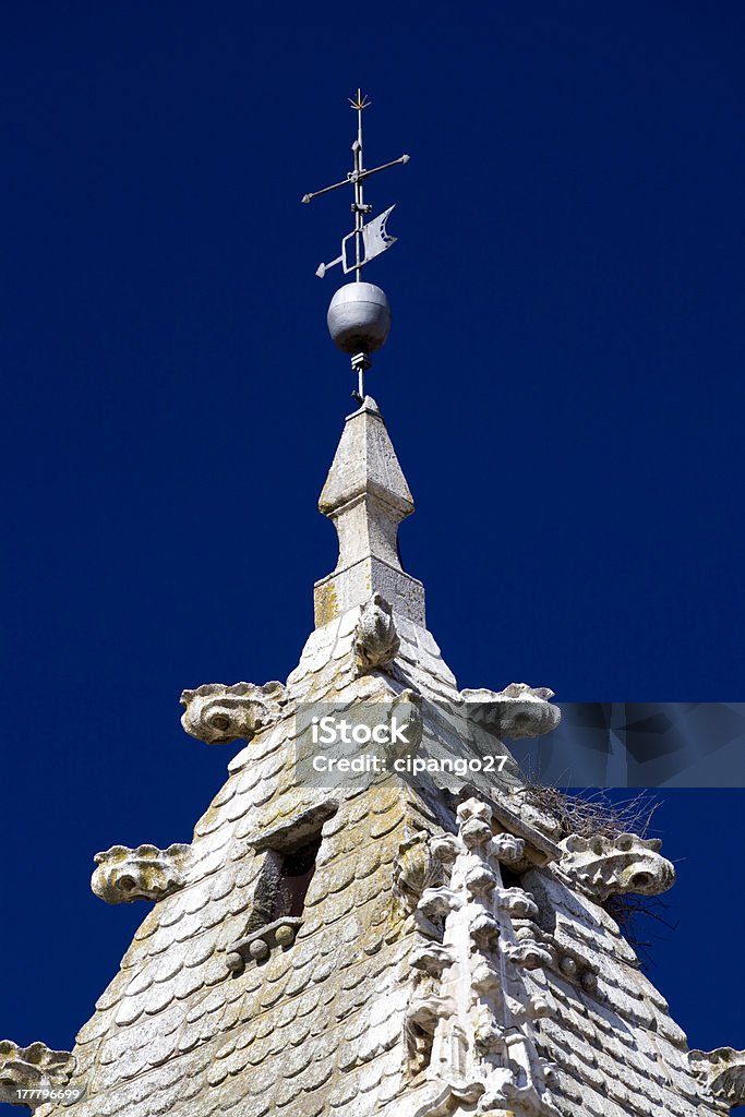 Gothic roof Detail of belfry of Magdalena Church in Torrelaguna, Madrid, Spain, Europe Antique Stock Photo