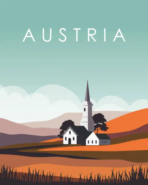 Vector illustration of Austria travel poster