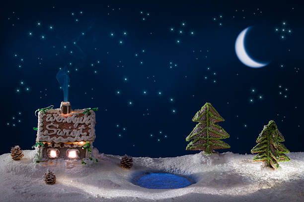 istock Gingerbread home at the night in winter 177797797