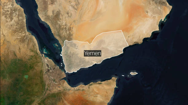 yemen explorer: флаг на картах идентификации стран - satellite view topography aerial view mid air стоковые фото и изображения