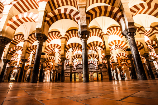 The Great Mosque or Mezquita famous interior in Cordoba, Spain