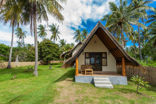 Traditional style accommodation on tropical island