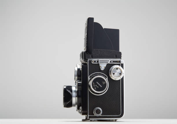 Vintage twin lens reflex (TLR) medium format camera with waist level finder