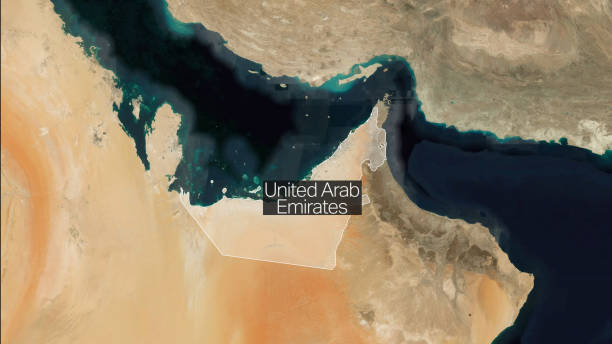 объединенные арабские эмираты explorer: идентификационные карты стран - satellite view topography aerial view mid air стоковые фото и изображения