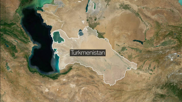 turkmenistanexplorer: mapas de identificación de países - satellite view topography aerial view mid air fotografías e imágenes de stock