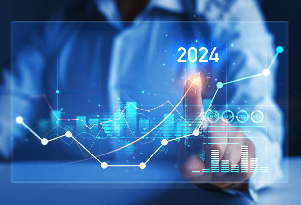 istock Businessman draw growth graph a year 2024 of business and data analysis. Development to success in year 2024. 1777984522