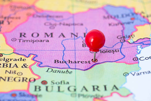 istock Red Pushpin on Map of Romania 177798555
