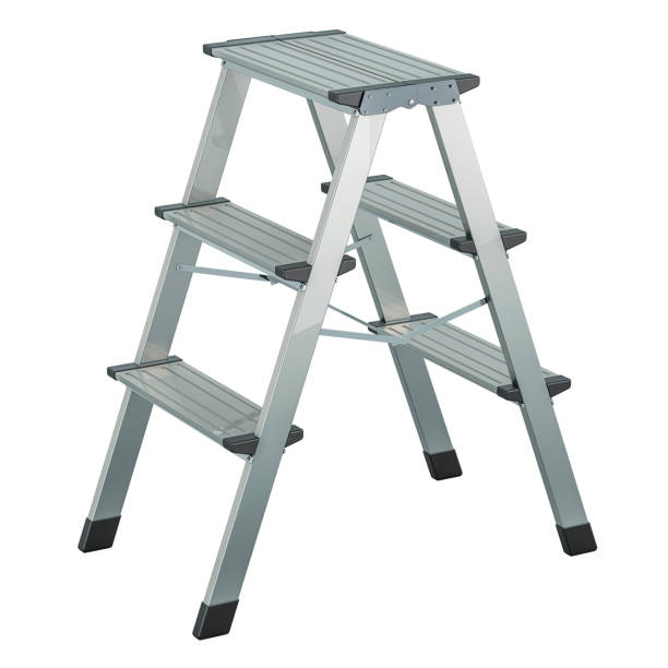 istock Aluminium Step Ladder, lightweight folding ladder, portable slim step stool, 3D rendering 1777986213