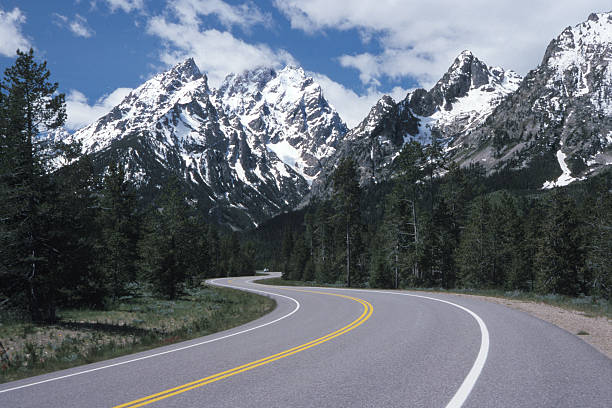 Winding Road to the Tetons stock photo