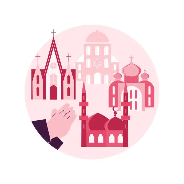Vector illustration of Religious institution abstract concept vector illustration.