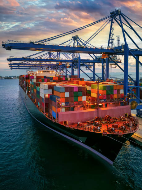 istock Aerial view of a container cargo ship is beeing loaded in a commercial dock 1778011995