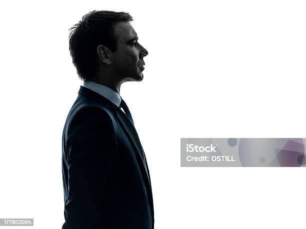Retrato De Un Hombre De Negocios Serio Perfil De Silhouette Foto de stock y más banco de imágenes de Perfil - Vista de costado