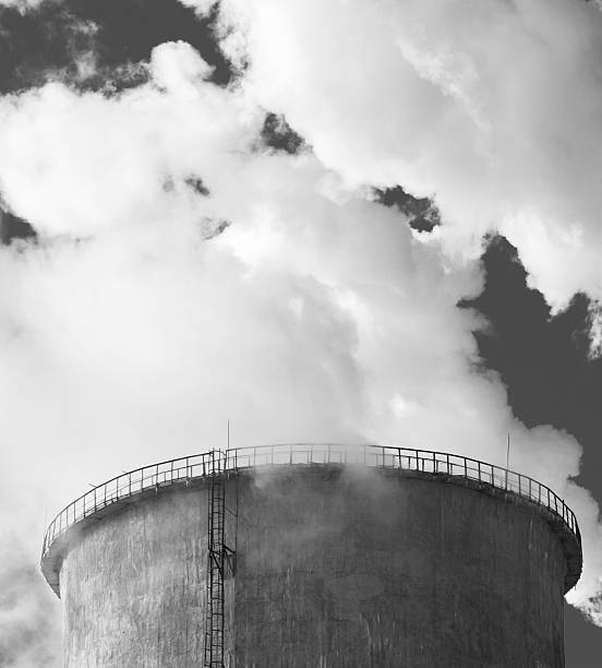 istock Industrial smoke stack of coal power plant in monochrome 177802037