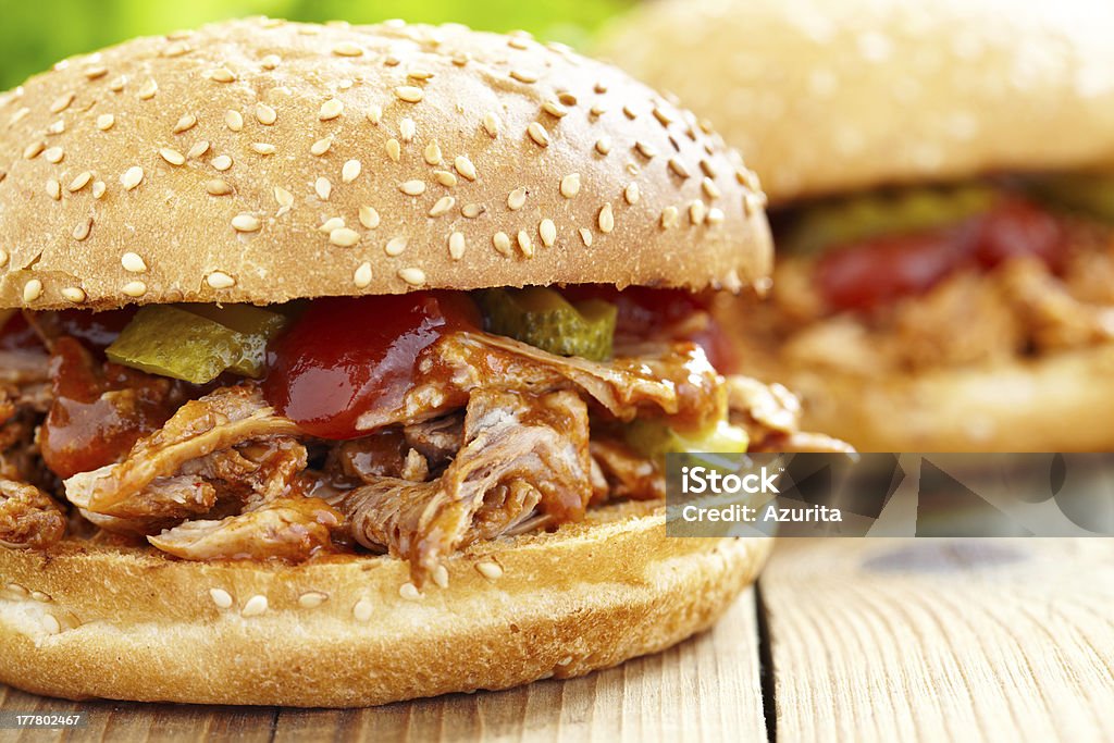 Pulled pork sandwich Barbecue - Meal Stock Photo