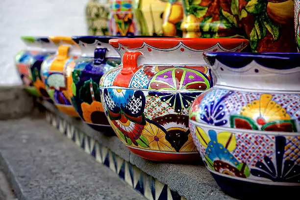 Talavera pottery in Puebla, Mexico.