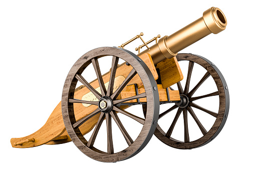 Old cannon for fireworks. 3D rendering isolated on white background