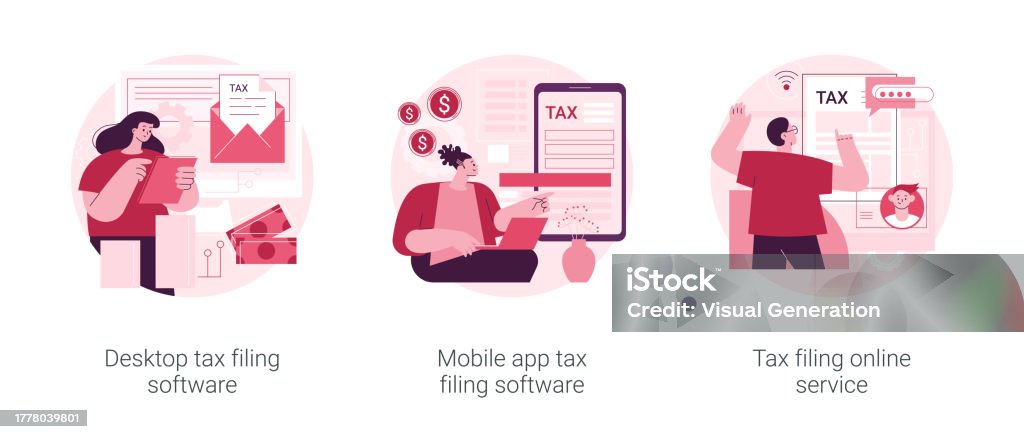 Tax Computer Tax Software Program Abstract Concept Vector Illustrations Stock ...