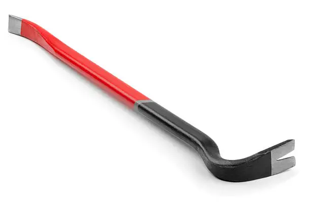 Black and red crowbar isolated on white