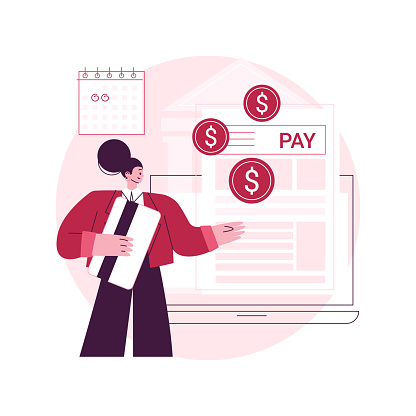 Pay a balance owed abstract concept vector illustration. Making credit payment, pay owed money to a bank, irs balance due, debt consolidation and management, taxpayer bill abstract metaphor.