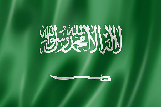 bandeira da arábia saudita - green silk textile shiny imagens e fotografias de stock