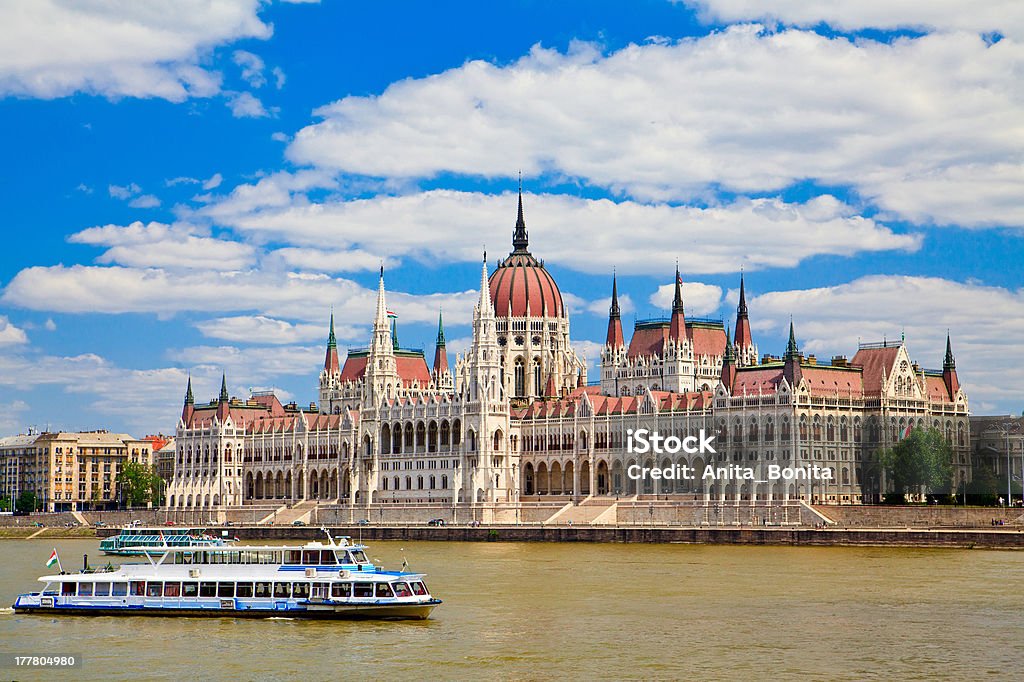 Building Of Hungarian Parliament amazing building of Parliament in Budapest and ships in front of it Budapest Stock Photo