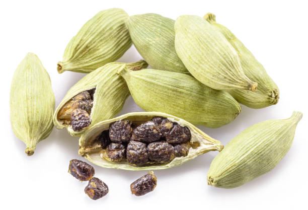 istock Seeds of cardamom spices isolated on a white background, mulled wine ingredient, macro image. Great spices background for your projects. 1778049831
