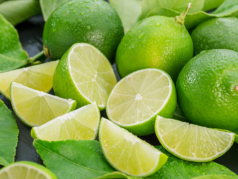 Limes  on white background.