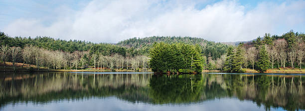 Blue Ridge Mountain lake in Spring stock photo